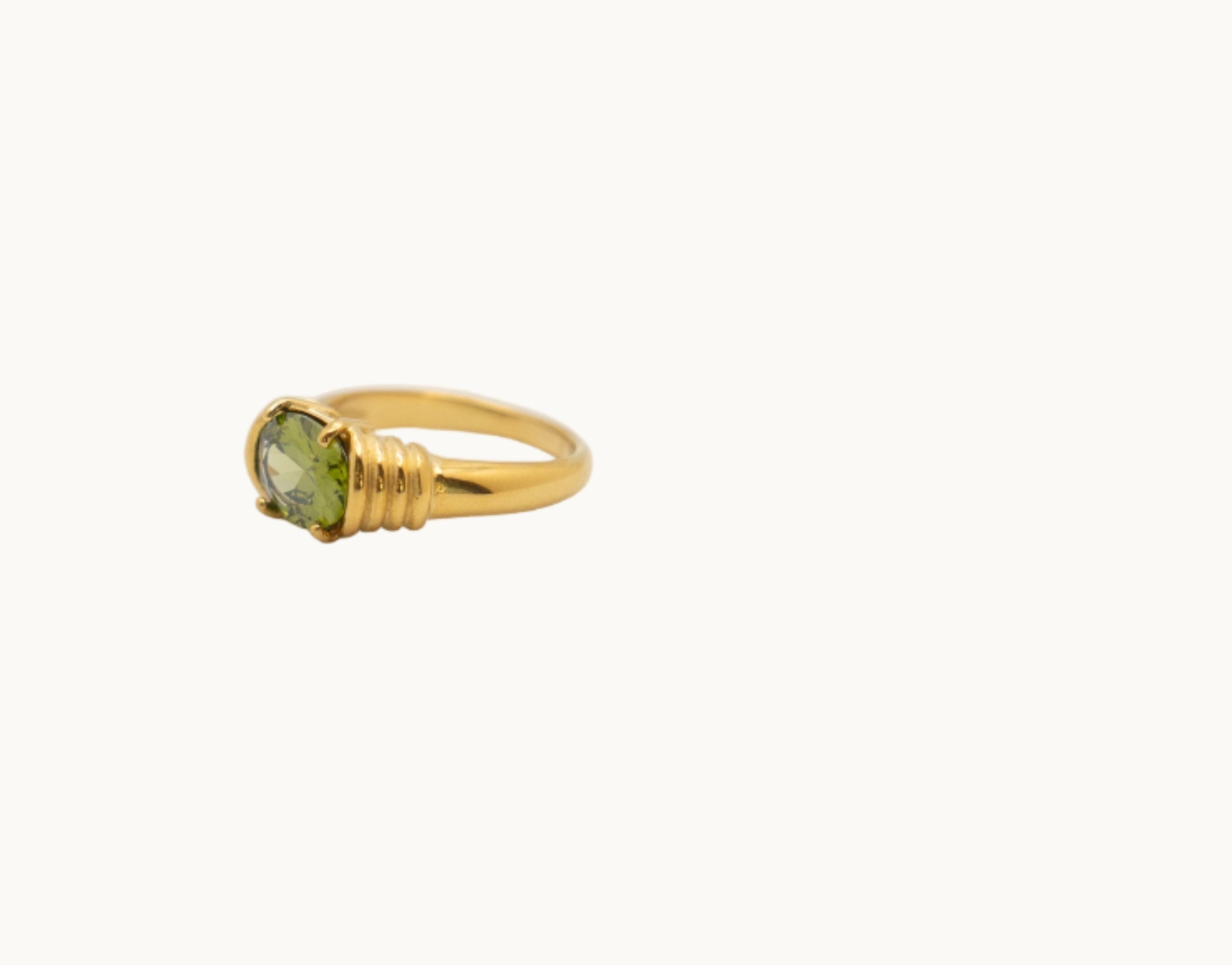Venus Trap Ring-18k Gold Green Stone