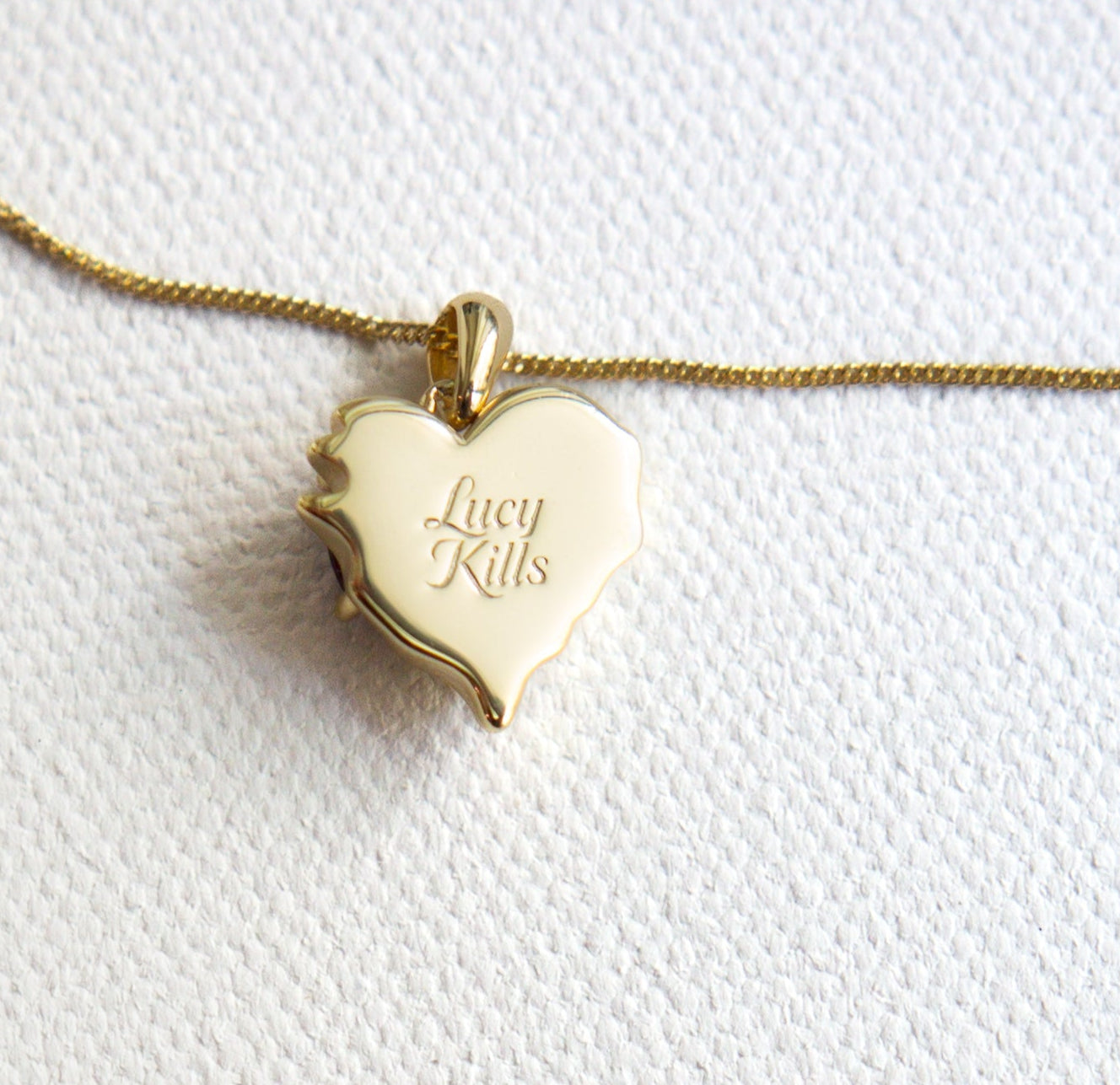 Burnt Heart-14k Gold Genuine-Gemstone Necklace