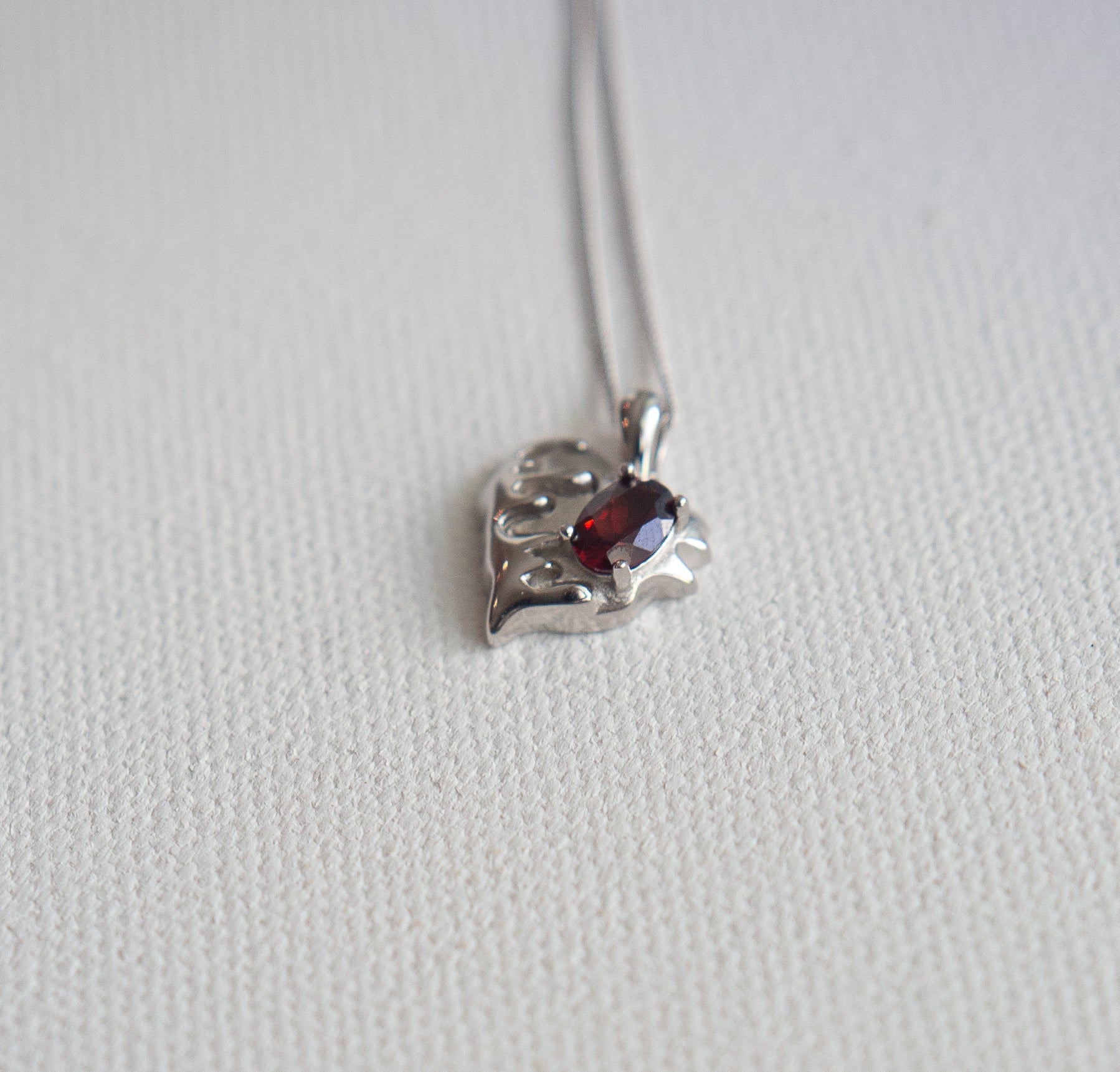Permanently Damaged Heart-Sterling Silver Genuine-Gemstone Necklace