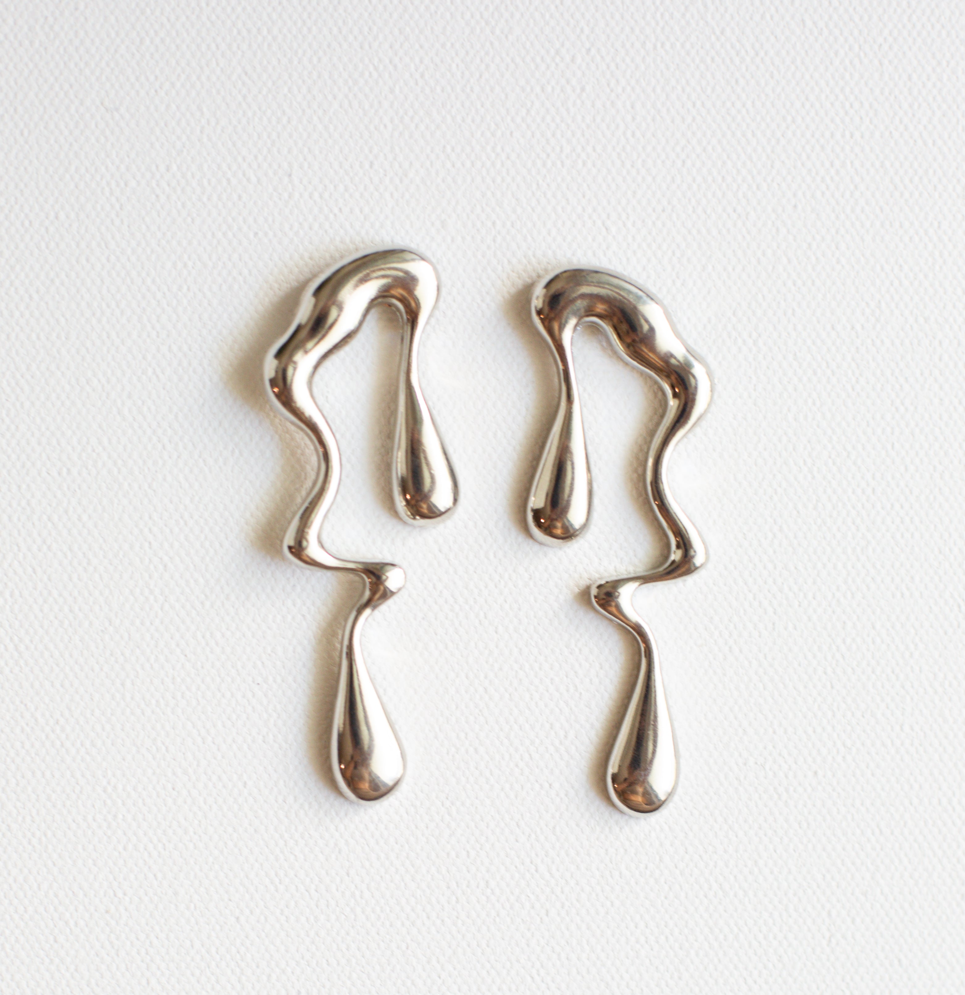 Chrome Liquid Metal Solar Spill Earrings