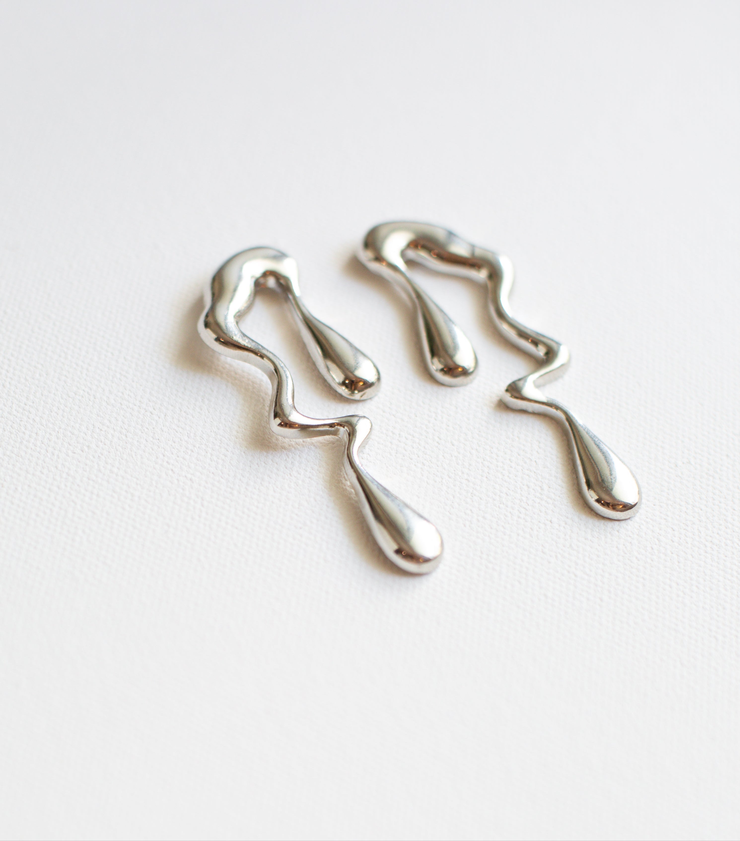 Chrome Liquid Metal Solar Spill Earrings