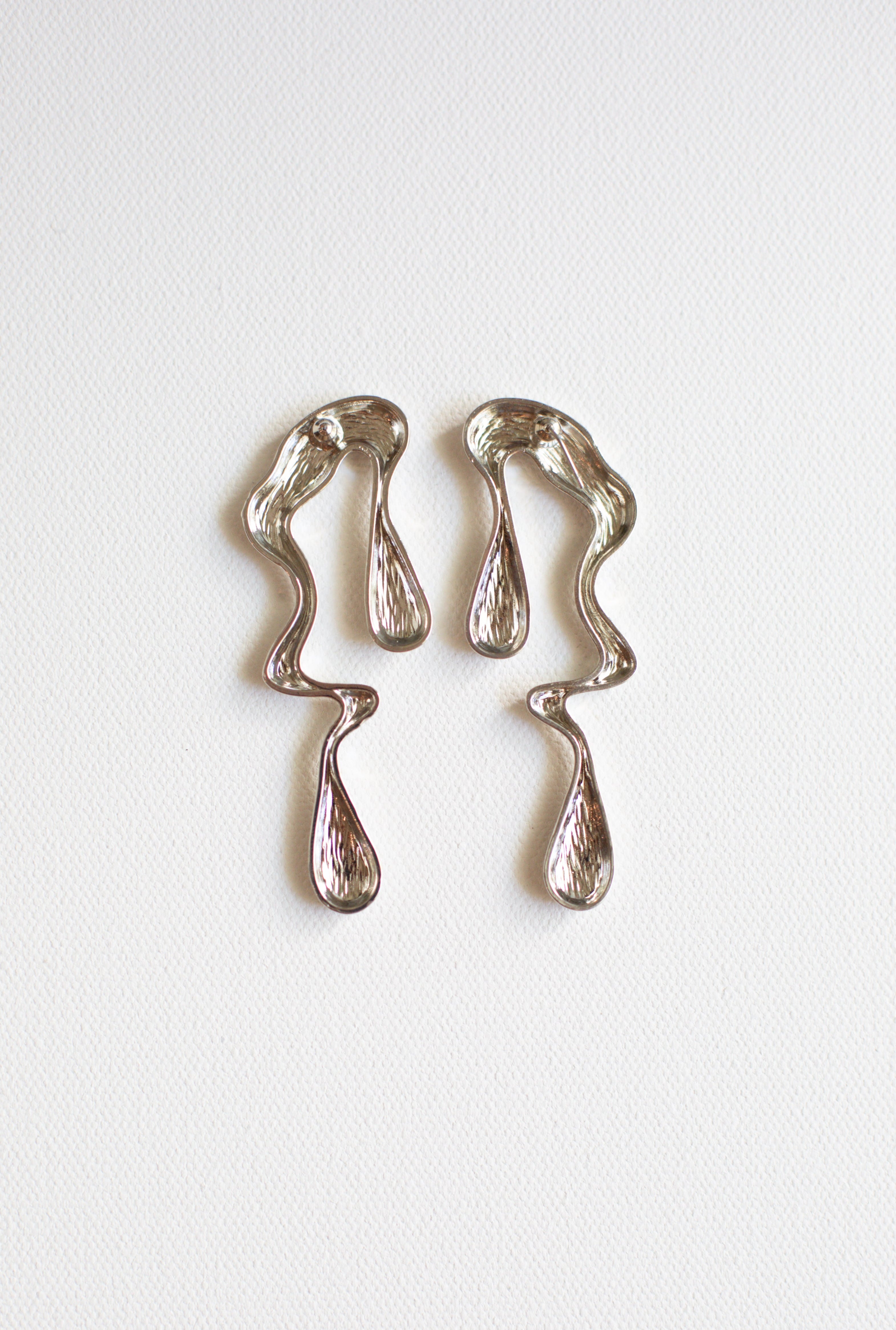 Chrome Liquid Metal Solar Spill Earrings