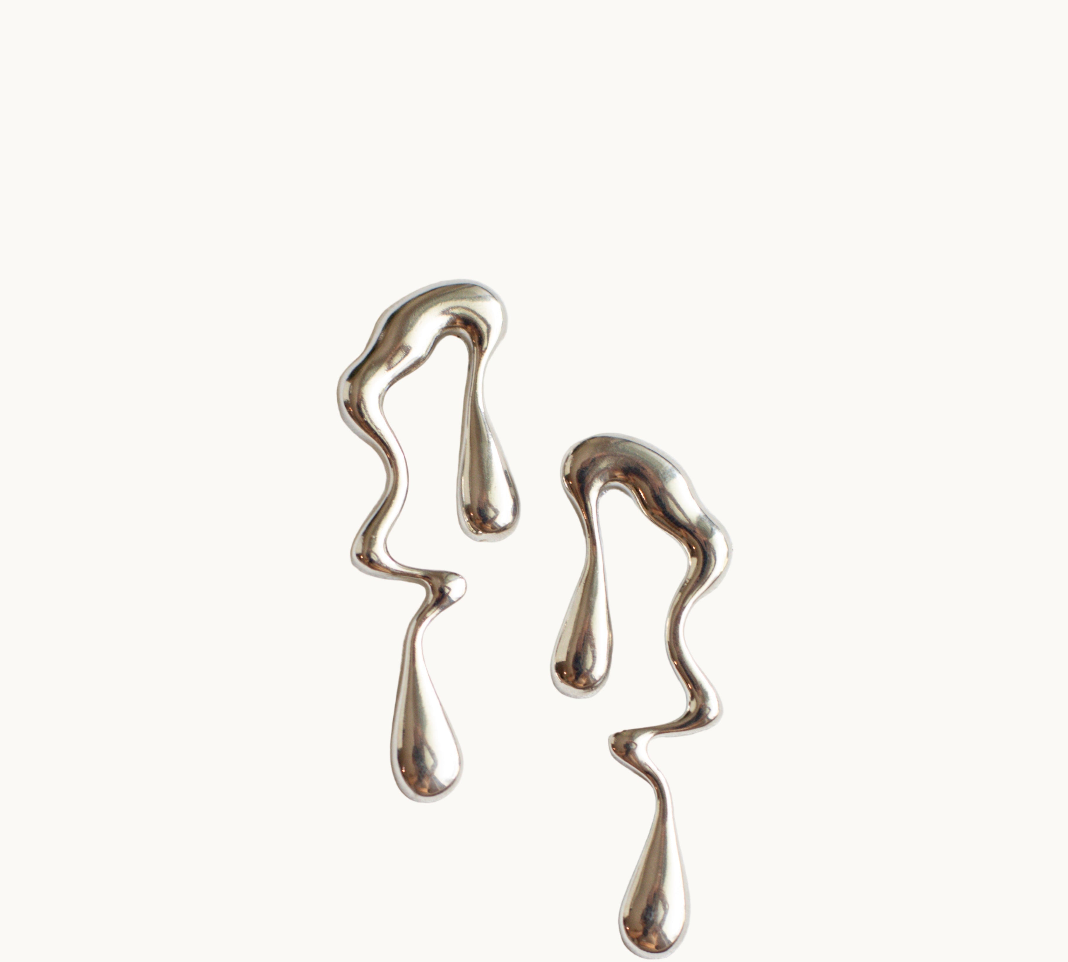 Chrome Liquid Metal Solar Spill Earrings