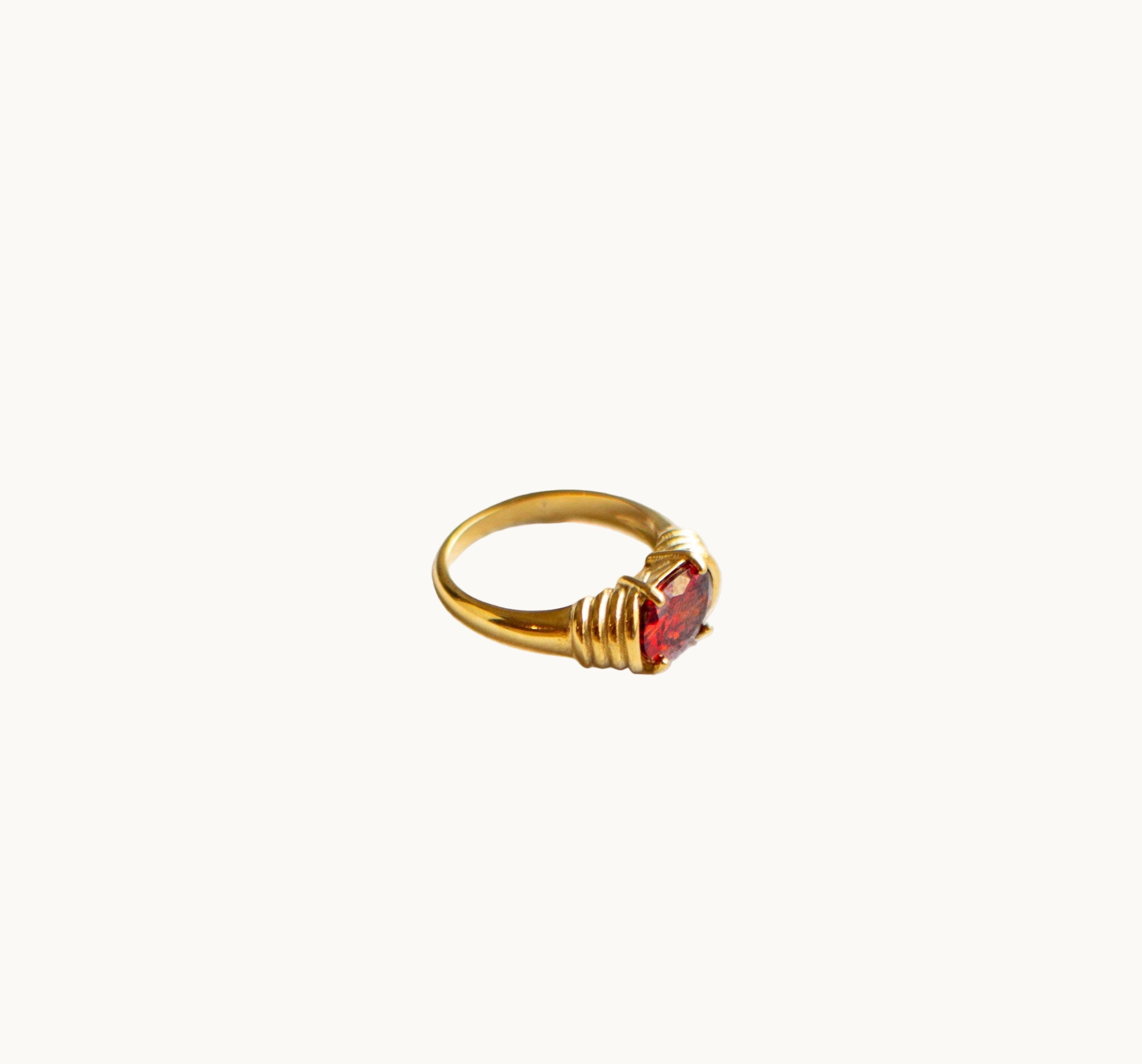 Blood Oath Ring-18K Gold Red Stone