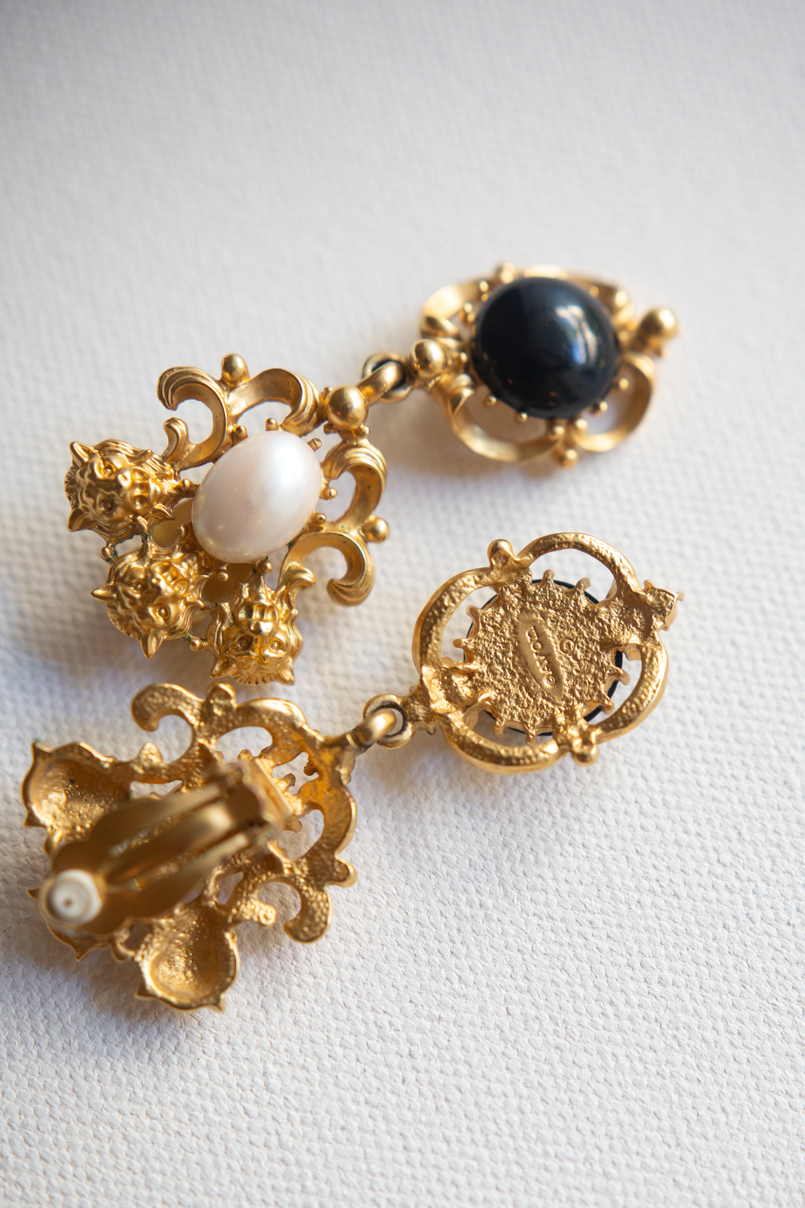 The Queen's Lions Gold-Plated Earrings-Vintage