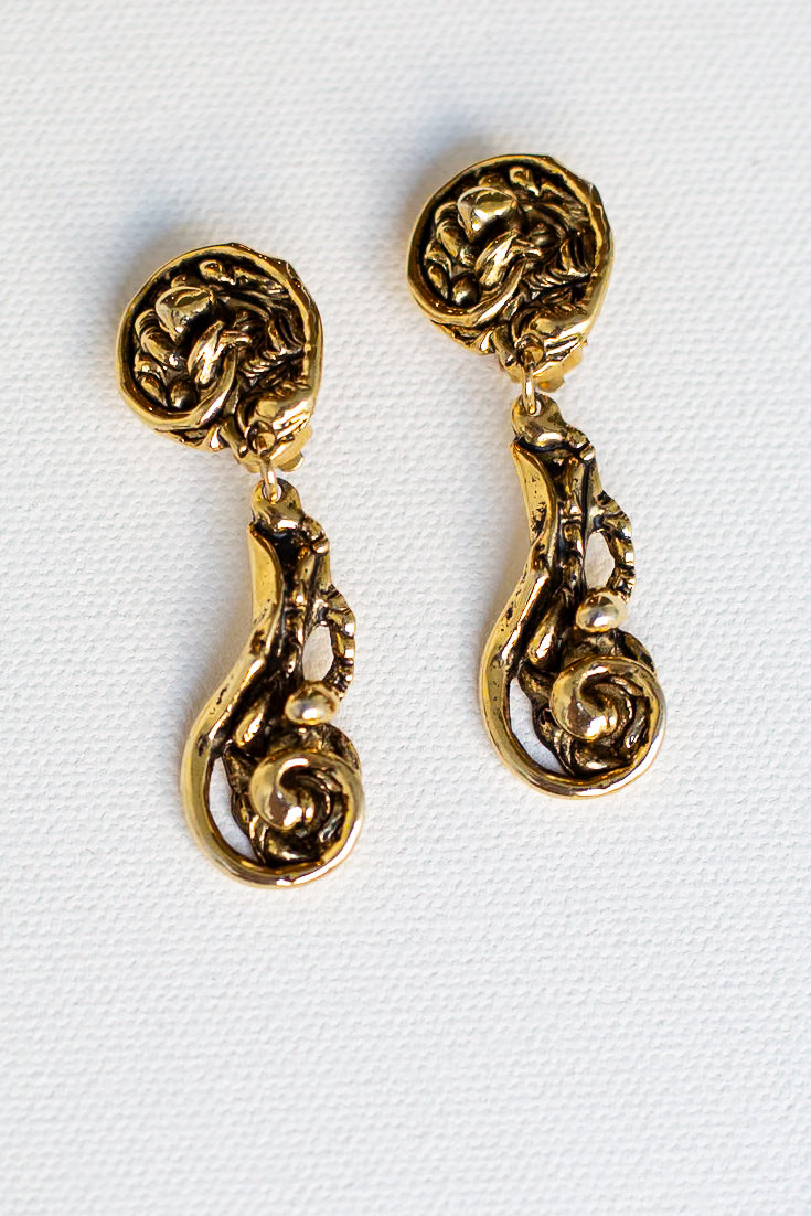 Victorian Siren Gold Earrings-Vintage