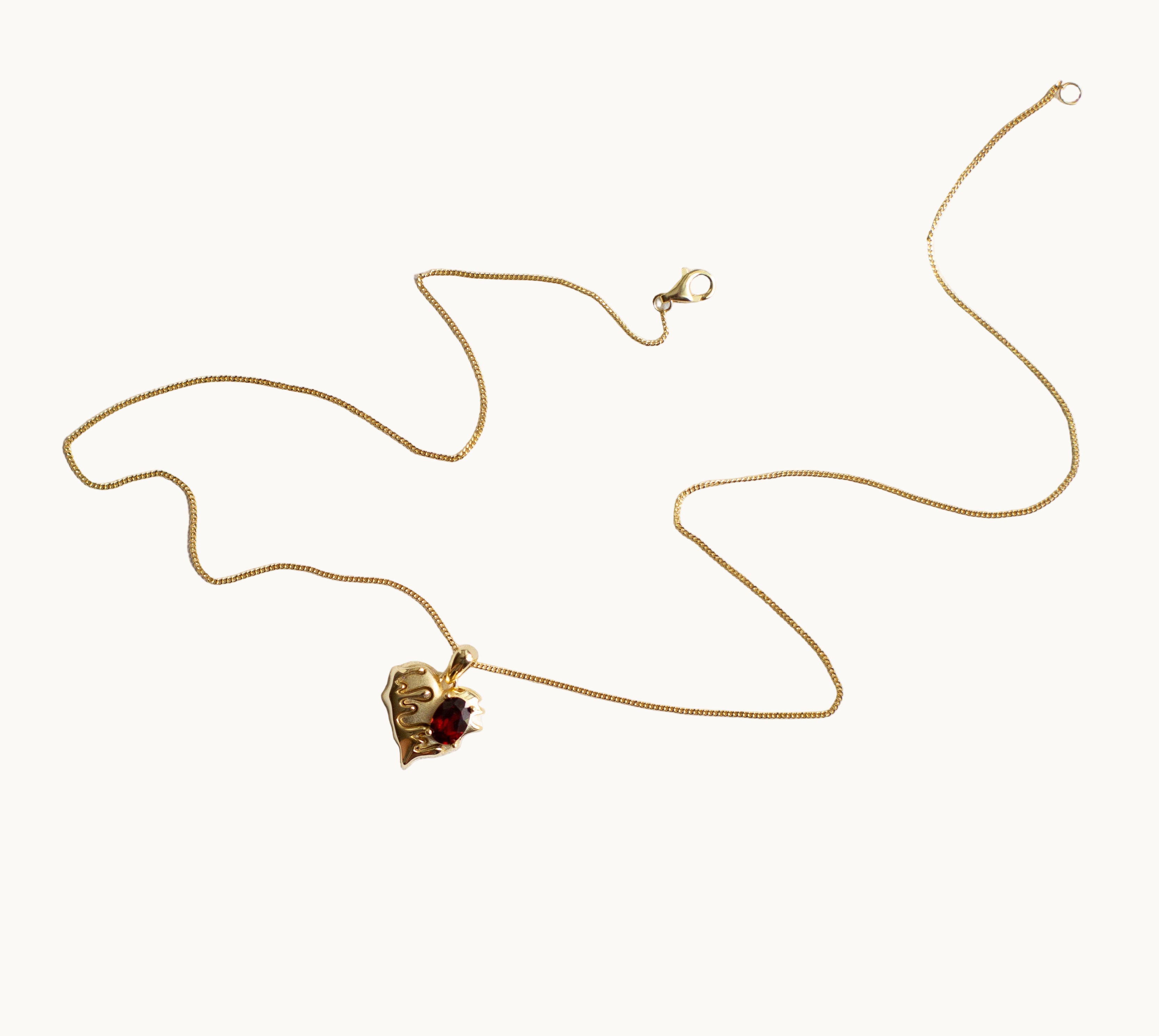 Burnt Heart-14k Gold Genuine-Gemstone Necklace
