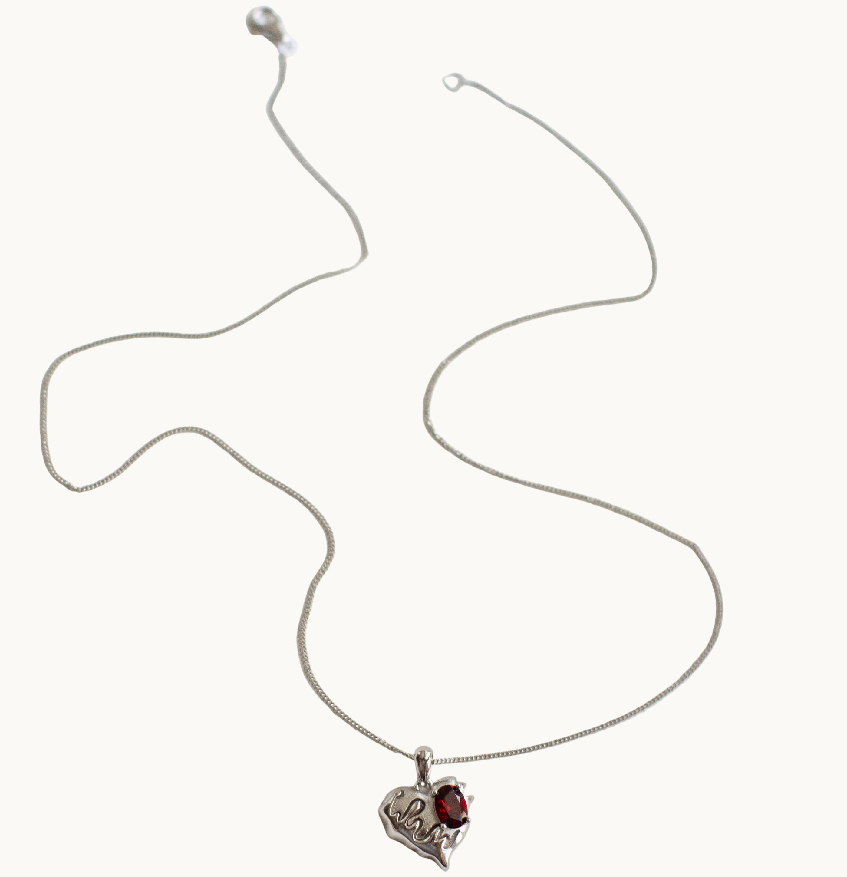 Permanently Damaged Heart-Sterling Silver Genuine-Gemstone Necklace