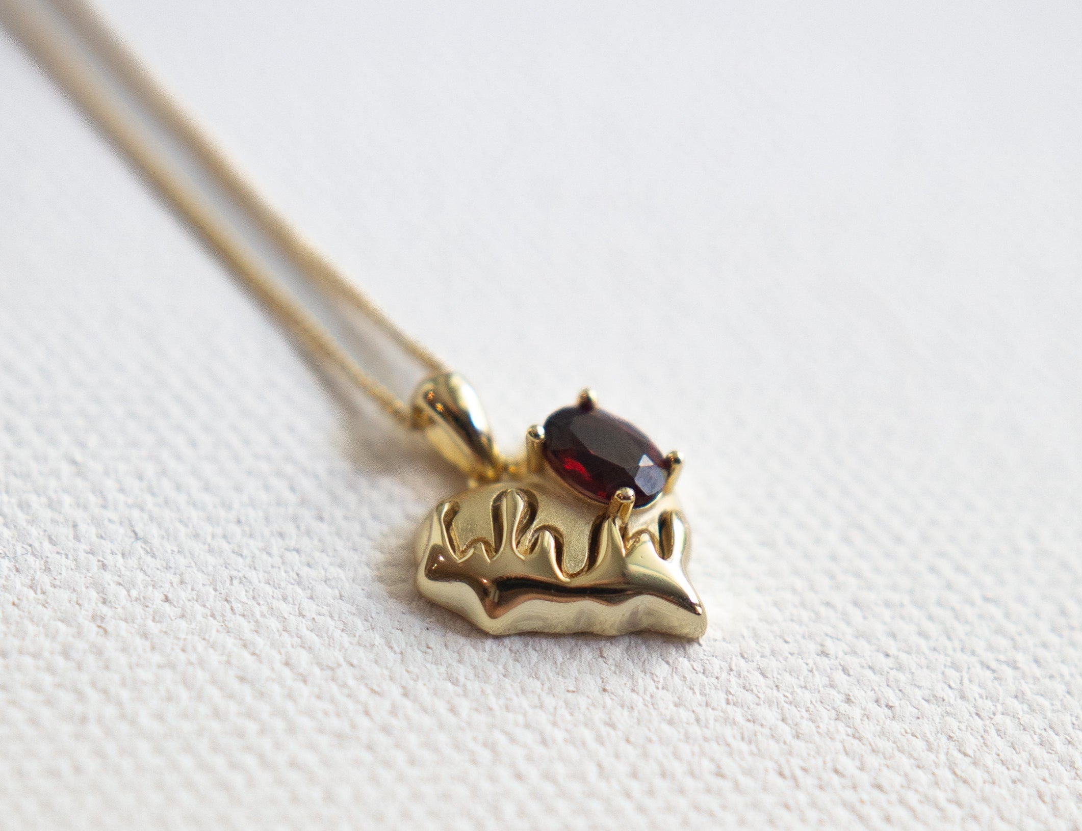 Burnt Heart-14k Gold Genuine-Gemstone Necklace