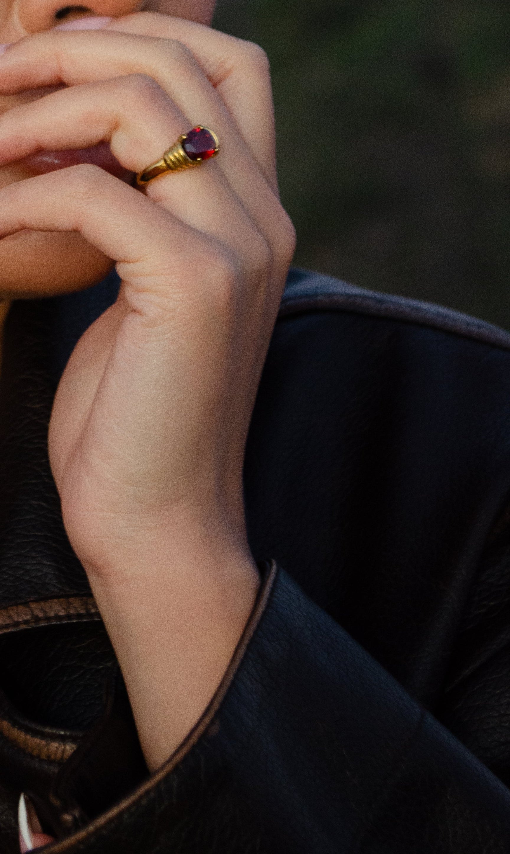 Blood Oath Ring-18K Gold Red Stone