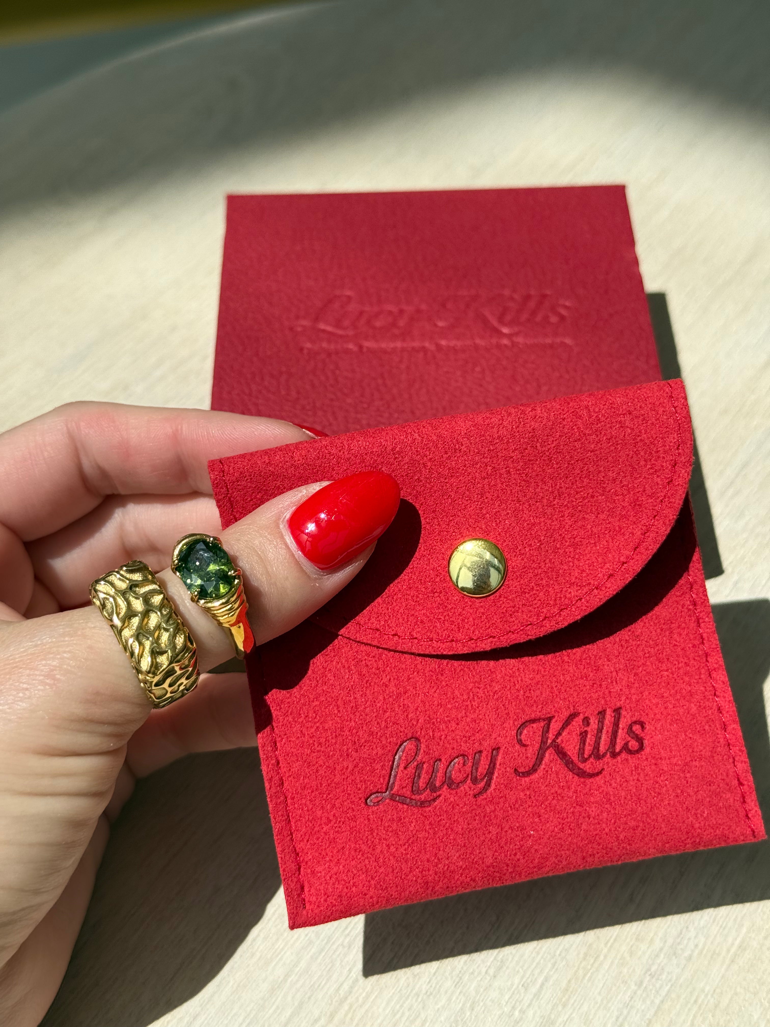 Venus Trap Ring-18k Gold Green Stone